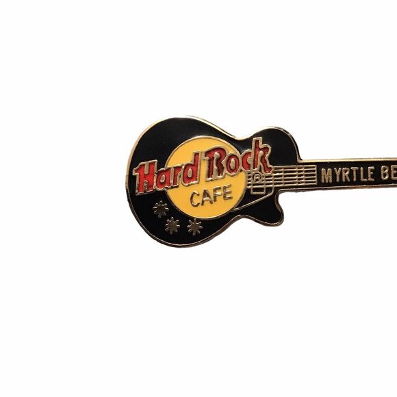 Hard Rock Café Myrtle Beach US Pin 1990s Black Les Paul Guitar Red Letter - Picture 2 of 7